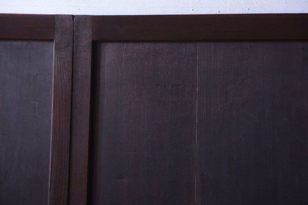 古民具・骨董　欅枠のアンティーク帯戸4枚セット