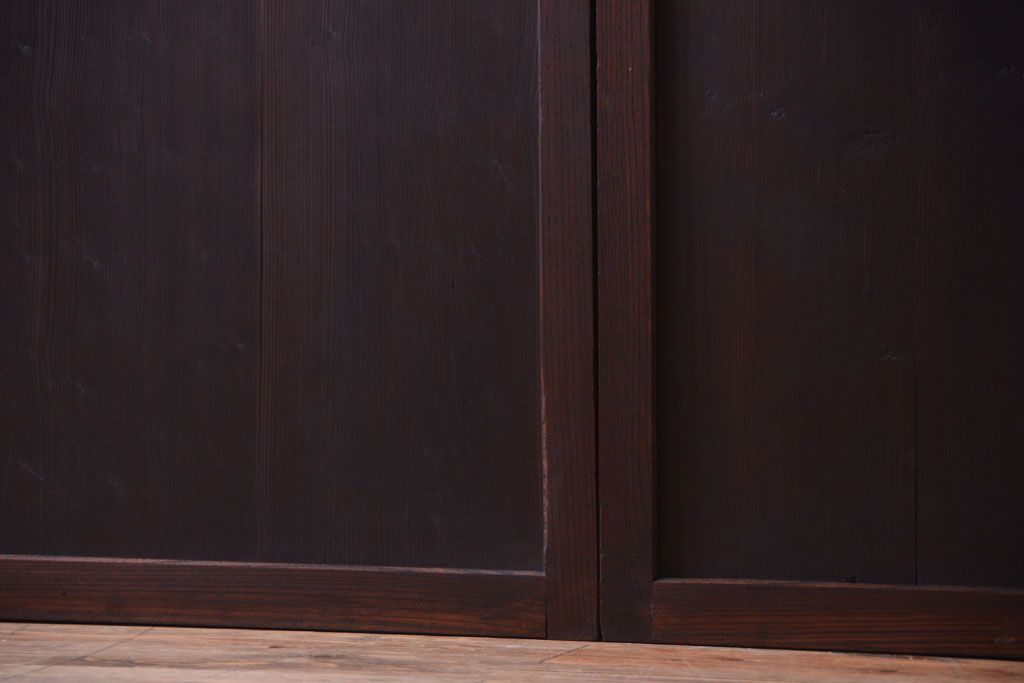 古民具・骨董　欅枠のアンティーク帯戸4枚セット