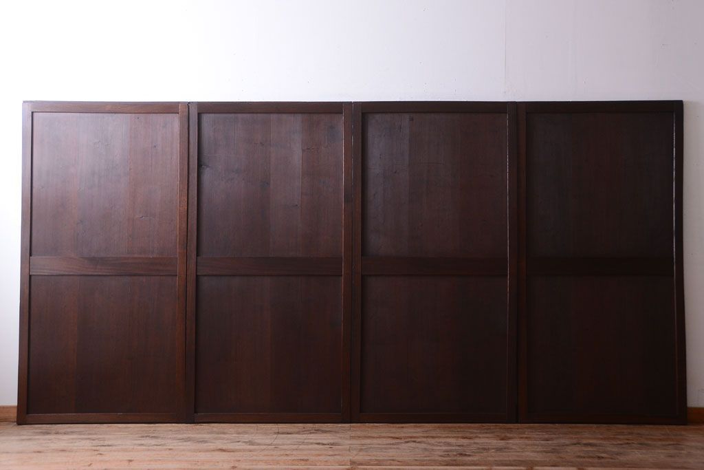 古民具・骨董　欅枠のアンティーク帯戸4枚セット