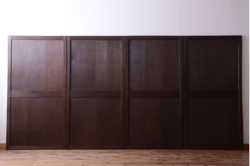 古民具・骨董　欅枠のアンティーク帯戸4枚セット