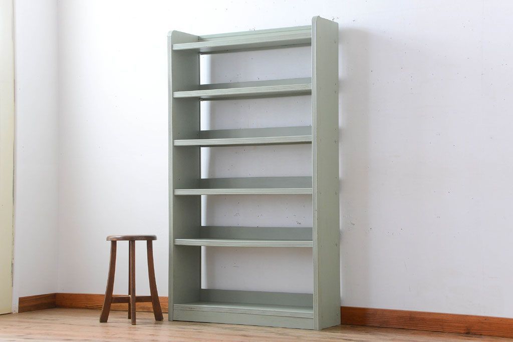 アンティーク家具　アンティークペイント　シンプルな本棚(飾り棚)(3)