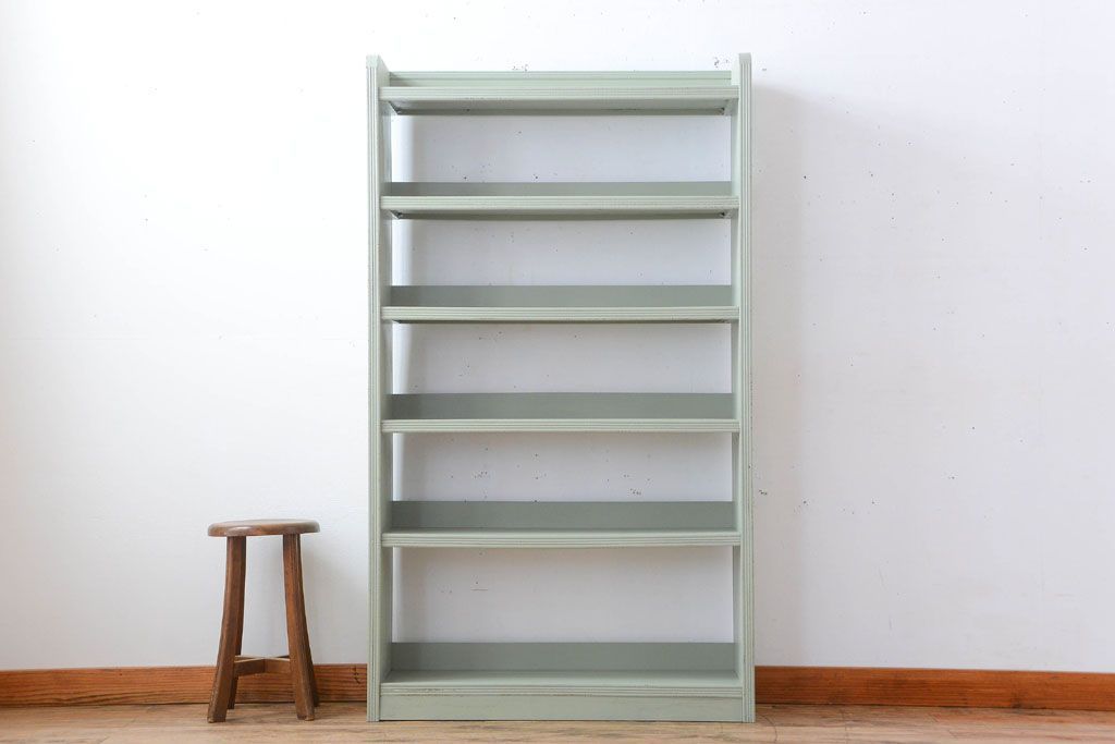 アンティーク家具　アンティークペイント　シンプルな本棚(飾り棚)(3)