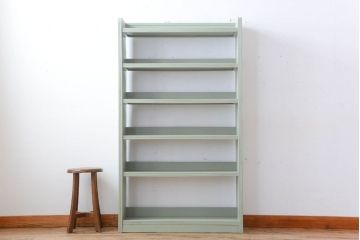 アンティーク家具　アンティークペイント　シンプルな本棚(飾り棚)(3)