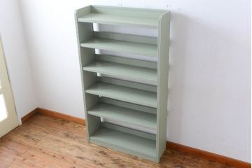 アンティーク家具　アンティークペイント　シンプルな本棚(飾り棚)(3)