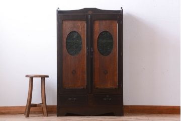 アンティーク家具　大正ロマン　当時物色ガラス入り!アンティーク本箱