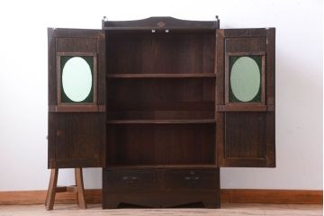 アンティーク家具　大正ロマン　当時物色ガラス入り!アンティーク本箱