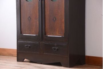 アンティーク家具　大正ロマン　当時物色ガラス入り!アンティーク本箱