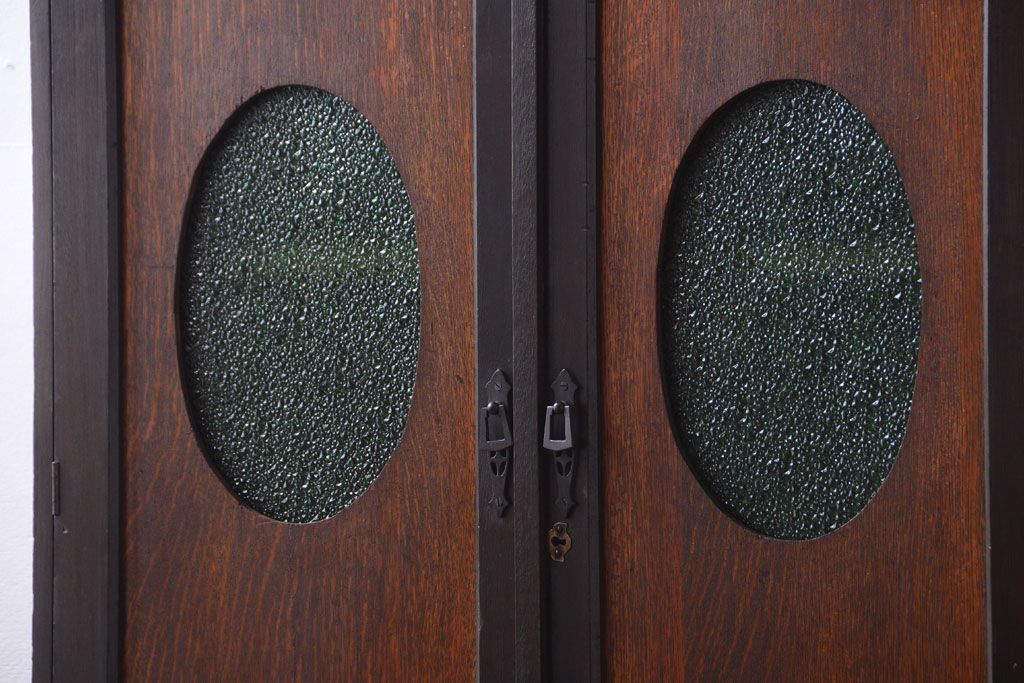 アンティーク家具　大正ロマン　当時物色ガラス入り!アンティーク本箱