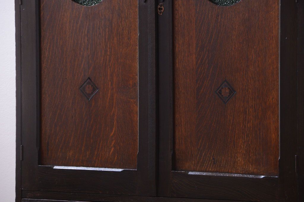 アンティーク家具　大正ロマン　当時物色ガラス入り!アンティーク本箱