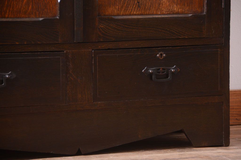 アンティーク家具　大正ロマン　当時物色ガラス入り!アンティーク本箱