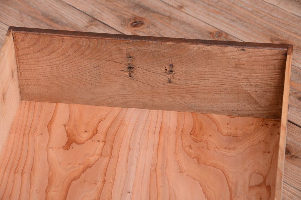 アンティーク家具　古民具・骨董　モールガラス入り!前面欅材の和製アンティーク収納棚(2)