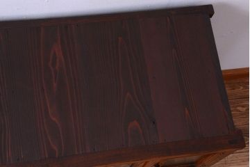 アンティーク家具　古民具・骨董　モールガラス入り!前面欅材の和製アンティーク収納棚(2)