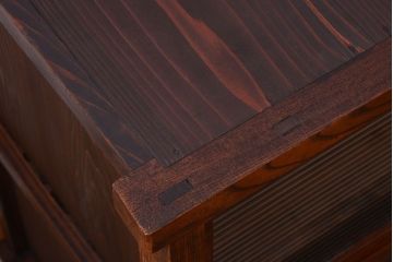 アンティーク家具　古民具・骨董　モールガラス入り!前面欅材の和製アンティーク収納棚(2)