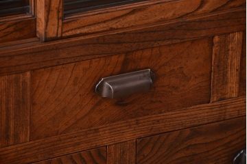 アンティーク家具　古民具・骨董　モールガラス入り!前面欅材の和製アンティーク収納棚(2)