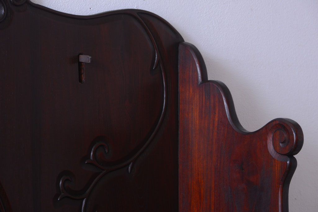 アンティーク家具　和製アンティーク　明治〜大正期　総欅材!壁掛け飾り棚(2)