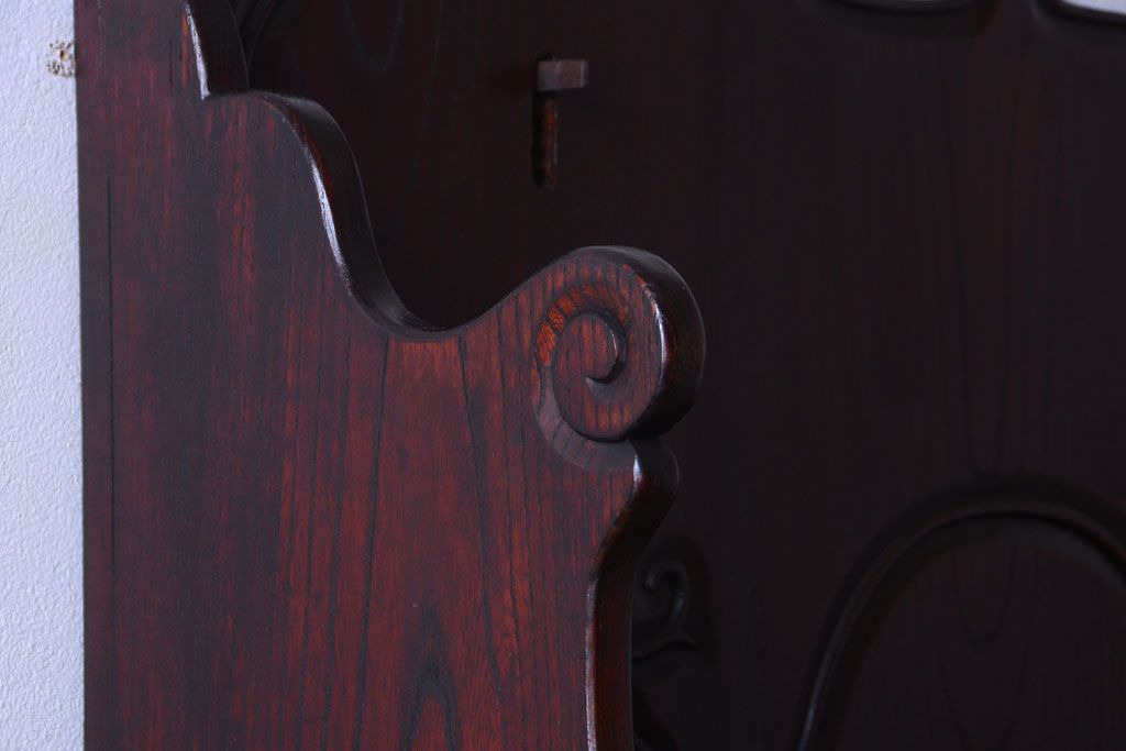 アンティーク家具　和製アンティーク　明治〜大正期　総欅材!壁掛け飾り棚(2)