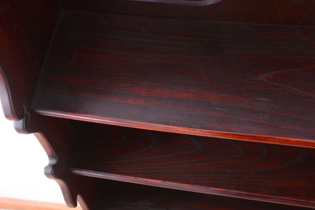 アンティーク家具　和製アンティーク　明治〜大正期　総欅材!壁掛け飾り棚(2)