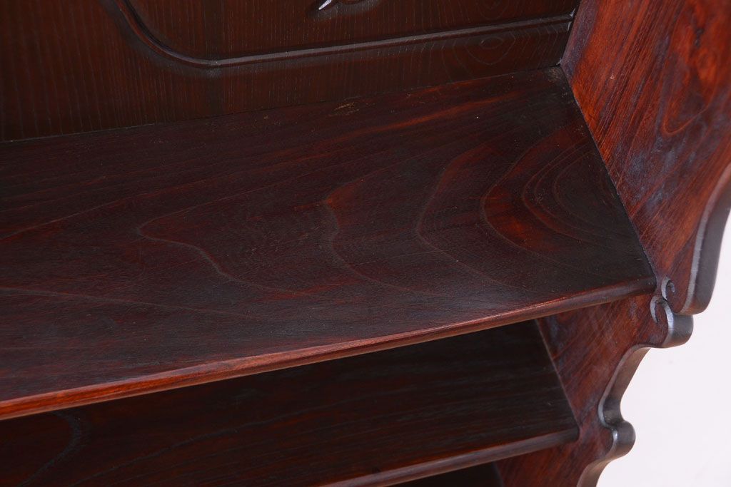 アンティーク家具　和製アンティーク　明治〜大正期　総欅材!壁掛け飾り棚(2)