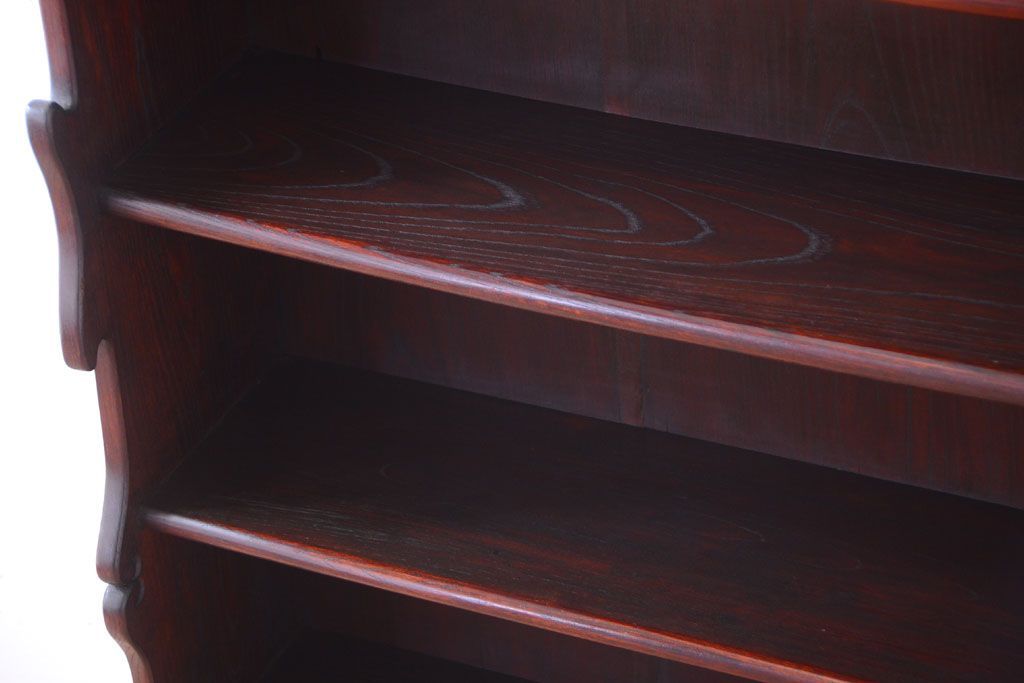 アンティーク家具　和製アンティーク　明治〜大正期　総欅材!壁掛け飾り棚(2)