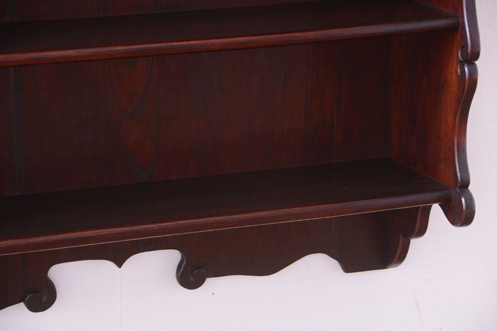 アンティーク家具　和製アンティーク　明治〜大正期　総欅材!壁掛け飾り棚(2)