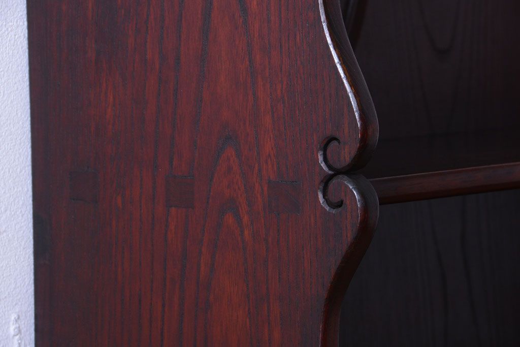 アンティーク家具　和製アンティーク　明治〜大正期　総欅材!壁掛け飾り棚(2)