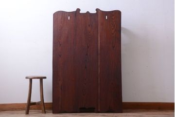 アンティーク家具　和製アンティーク　明治〜大正期　総欅材!壁掛け飾り棚(2)