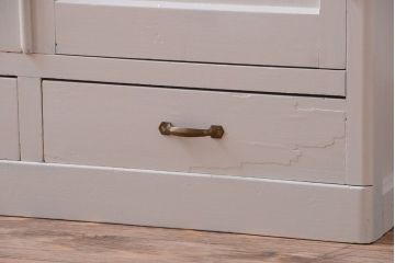 アンティーク家具　アンティーク　ダイヤガラス入り!バイカラーペイントの小ぶりな収納棚(キャビネット)