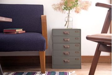 アンティーク家具　和製アンティーク　ネームプレート付き!くすみカラーペイントの小引き出し