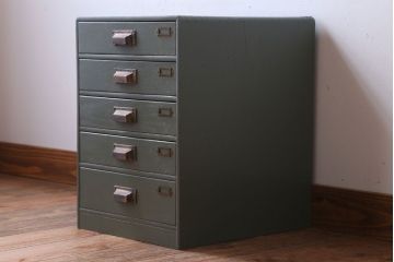 アンティーク家具　和製アンティーク　ネームプレート付き!くすみカラーペイントの小引き出し