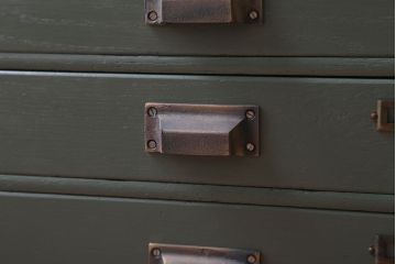 アンティーク家具　和製アンティーク　ネームプレート付き!くすみカラーペイントの小引き出し