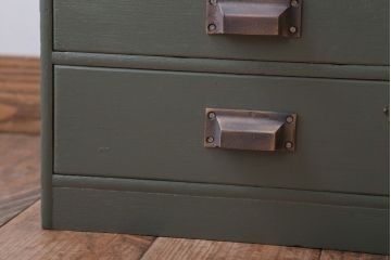 アンティーク家具　和製アンティーク　ネームプレート付き!くすみカラーペイントの小引き出し