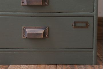 アンティーク家具　和製アンティーク　ネームプレート付き!くすみカラーペイントの小引き出し