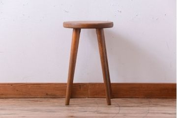 レトロ家具　和製アンティーク　レトロな木味のスツール(2)