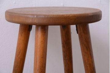 レトロ家具　和製アンティーク　レトロな木味のスツール(2)
