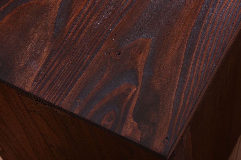 アンティーク家具　和製アンティーク　結霜ガラス入り!鉄脚サイドボード(ローボード)