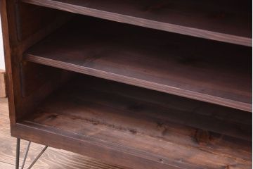 アンティーク家具　和製アンティーク　結霜ガラス入り!鉄脚サイドボード(ローボード)