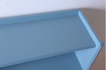 アンティーク家具　アンティークペイント　ブルーグレーカラーのシンプルな本棚(飾り棚)