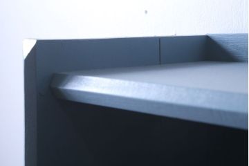 アンティーク家具　アンティークペイント　ブルーグレーカラーのシンプルな本棚(飾り棚)