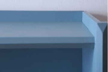 アンティーク家具　アンティークペイント　ブルーグレーカラーのシンプルな本棚(飾り棚)
