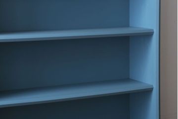 アンティーク家具　アンティークペイント　ブルーグレーカラーのシンプルな本棚(飾り棚)
