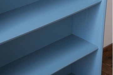 アンティーク家具　アンティークペイント　ブルーグレーカラーのシンプルな本棚(飾り棚)