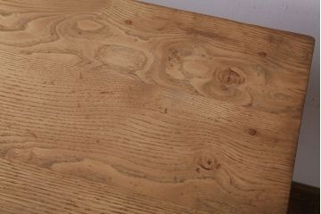 レトロ家具　アンティークペイント　古い木のレトロな平机(デスク)(3)