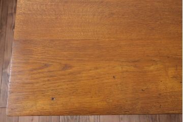 レトロ家具　昭和レトロ　古いナラ材製のシンプルなアンティーク片袖机