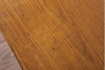 レトロ家具　昭和レトロ　古いナラ材製のシンプルなアンティーク片袖机