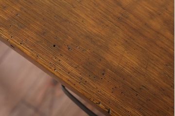 レトロ家具　昭和レトロ　古いナラ材製のシンプルなアンティーク片袖机