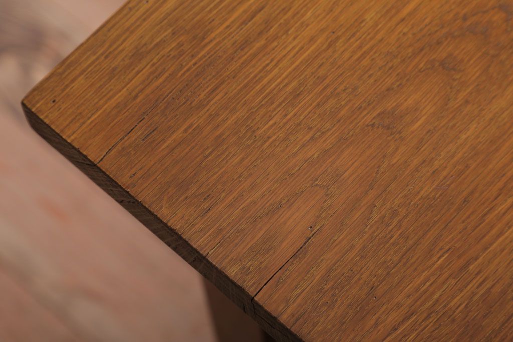 レトロ家具　昭和レトロ　古いナラ材製のシンプルなアンティーク片袖机