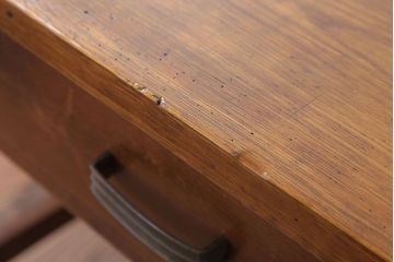 レトロ家具　昭和レトロ　古いナラ材製のシンプルなアンティーク片袖机