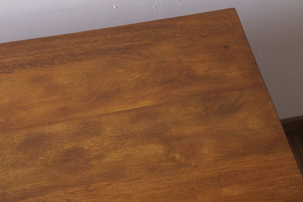 レトロ家具　昭和レトロ　古いナラ材製のシンプルなアンティーク片袖机