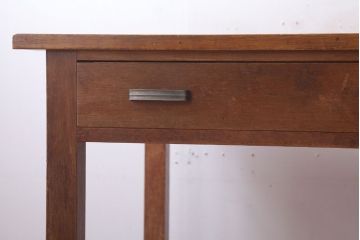 レトロ家具　昭和レトロ　古いナラ材製のシンプルなアンティーク片袖机