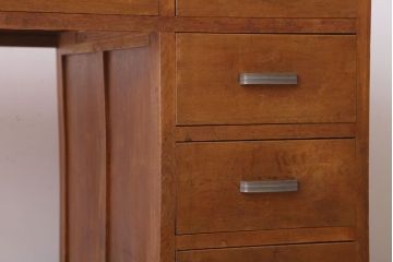 レトロ家具　昭和レトロ　古いナラ材製のシンプルなアンティーク片袖机